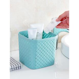 塑料收纳框桌面方形彷编织盒子瓜子纸屑垃圾桶小号缕空篮扔垃圾桌