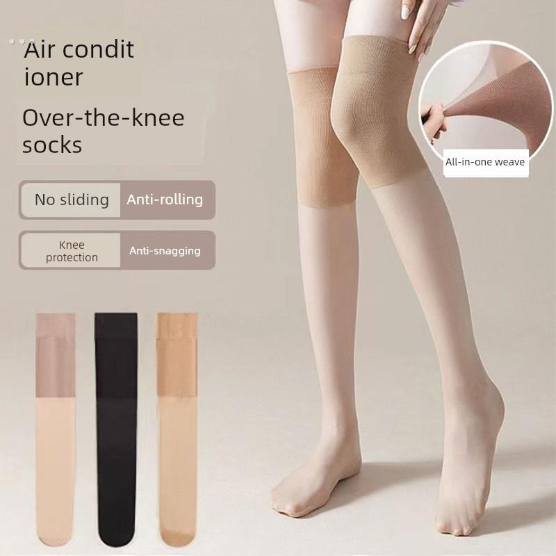 护膝丝袜女夏季空调袜长筒薄款大腿袜膝盖过膝袜子防滑防勾丝春秋