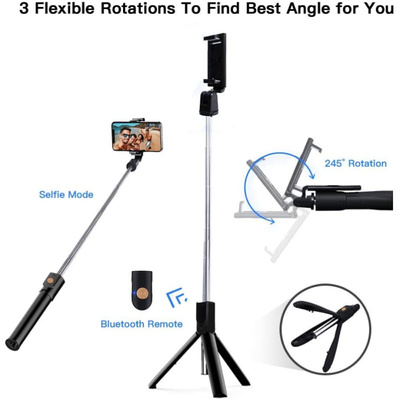 Wireless Bluetooth Selfie Stick Tripod for iPhone Androd IOS