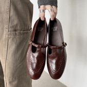 女圆头2026新款 法式 小皮鞋 超软小羊皮t字玛丽珍鞋 英伦风单鞋 低跟