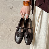 女2026新款 法式 小皮鞋 超软小羊皮t字单鞋 英伦风圆头低跟玛丽珍鞋