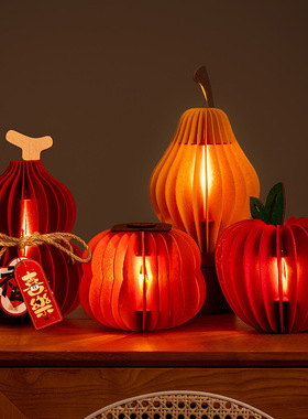 新年装饰布置2026马年新款摆件春节葫芦大号贺年喜庆发光桌面摆饰