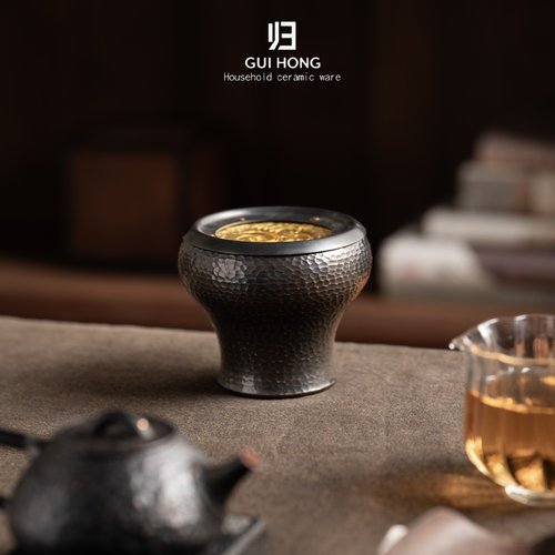 归鸿紫铜茶洗纯铜水盂茶渣缸茶道配件精致茶台茶空间废水桶茶盂