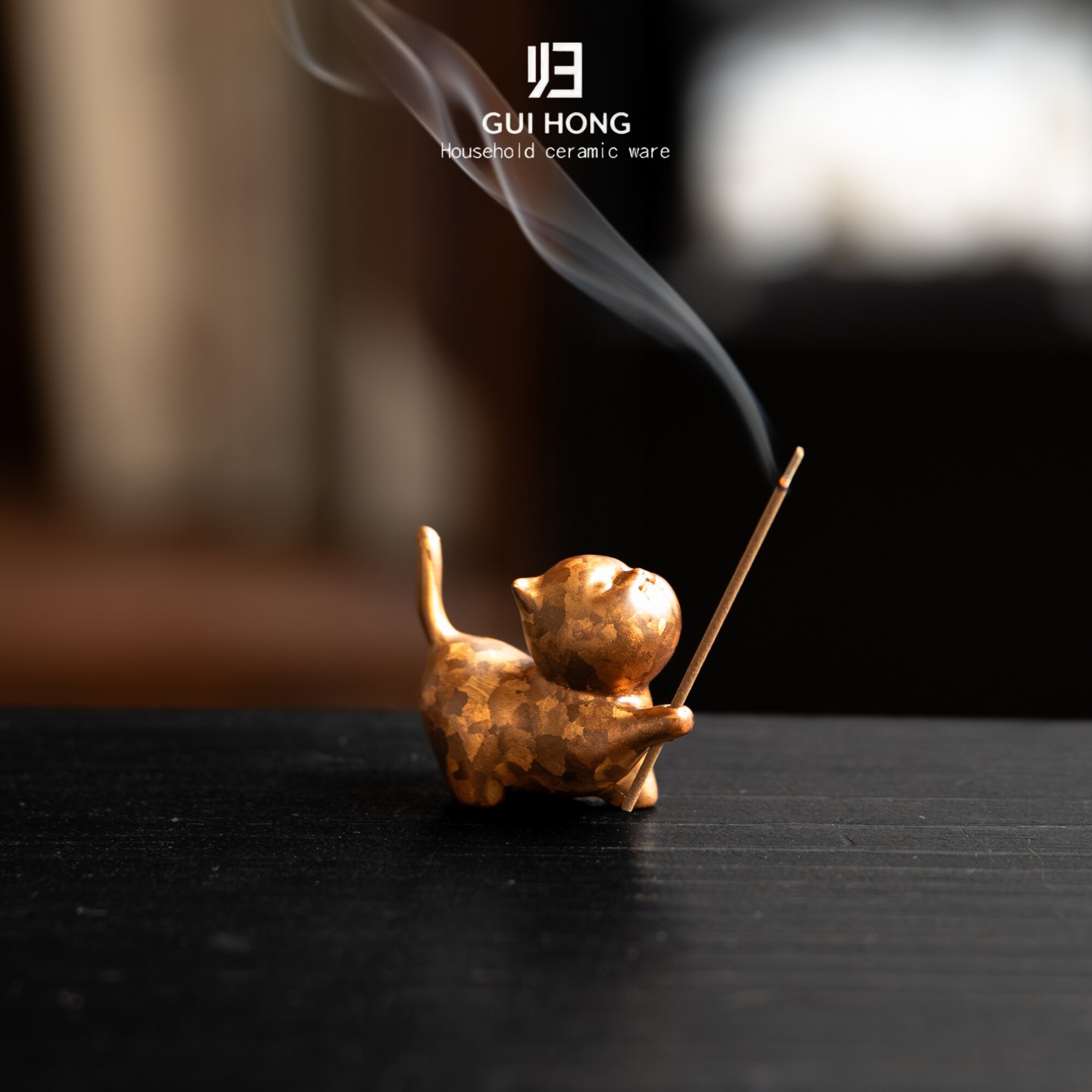 归鸿香炉纯铜线香香插香座高级感精致小猫绝美香插底座茶桌摆件,餐饮具,茶道/香炉,淘宝优惠券,粉丝福利购,淘宝优惠卷