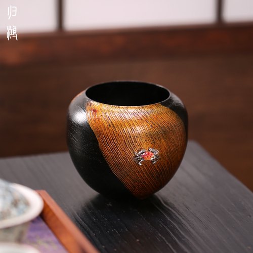 归鸿高档茶洗纹金铁锈彩漆建水中式茶渣桶水缸泡茶太配件功夫茶具