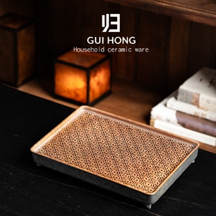 归鸿中式茶盘纯铜壶承高端储水干泡台复古户外茶台家用茶具托盘