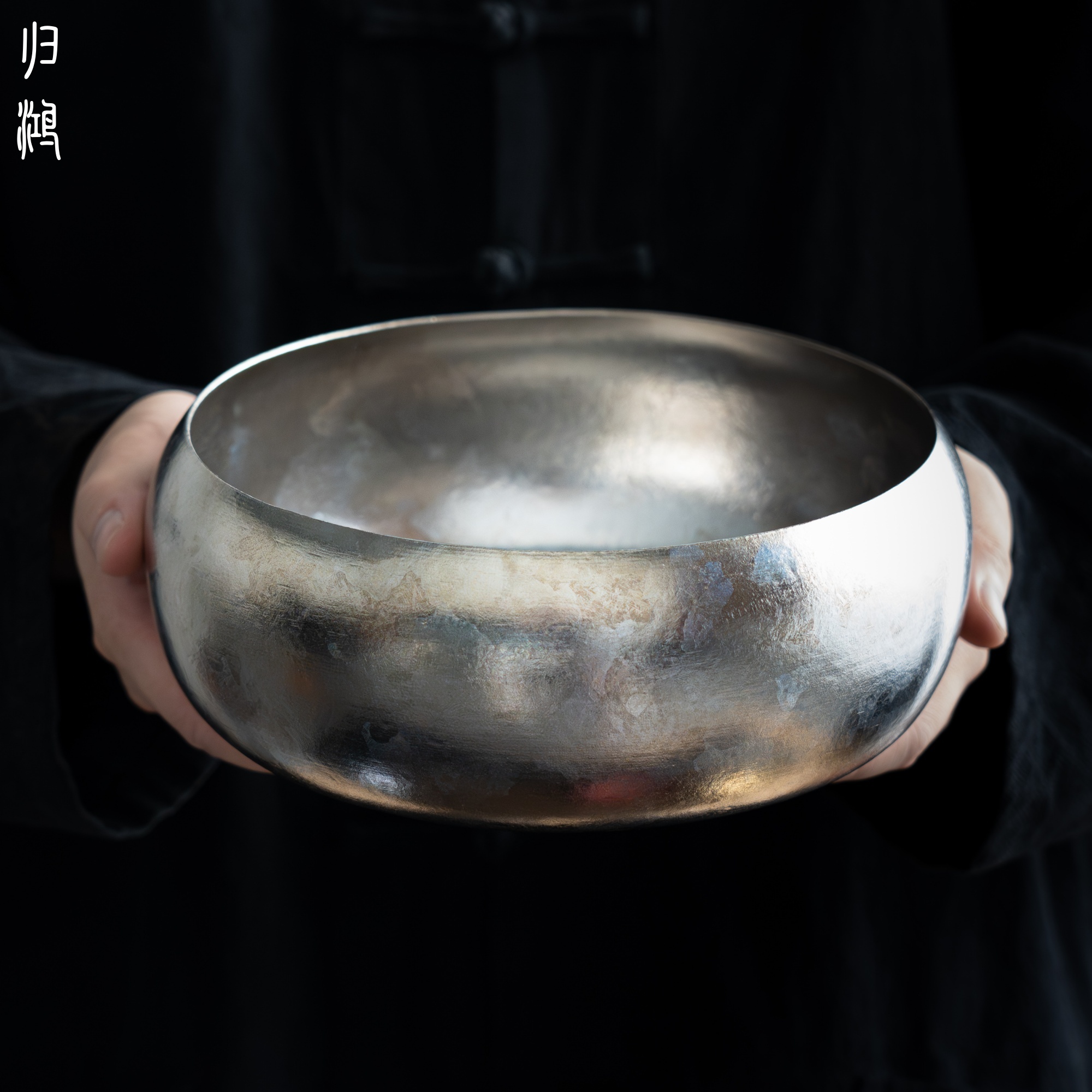 归鸿纯钛大号茶洗家用钛原色建水大容量茶海茶盂钛钵洗茶盂