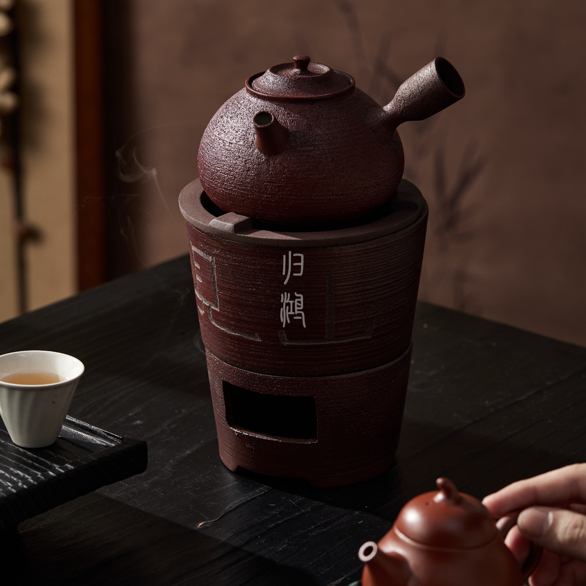 归鸿粗陶见山火碳炉风炉功夫茶具煮茶酒精加热双用家用户外木炭炉