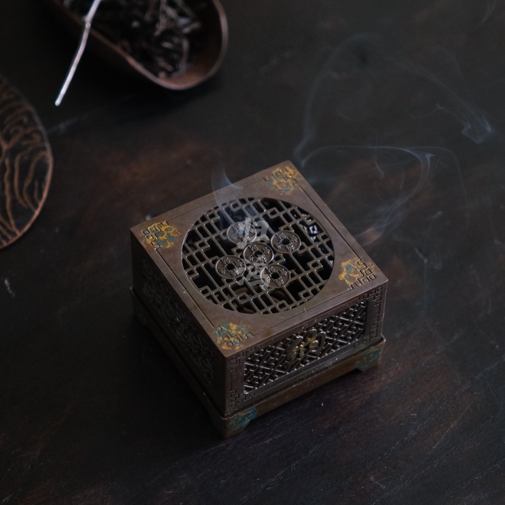 归鸿做旧黄铜合金香炉家用室内四方纳福香篆炉茶道迷你小香炉摆件,餐饮具,茶道/香炉,淘宝优惠券,粉丝福利购,淘宝优惠卷
