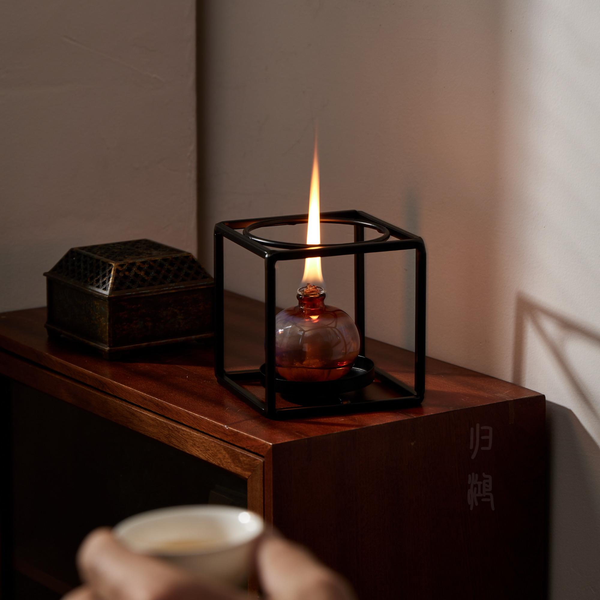 归鸿复古玻璃温茶器创意蜡烛温茶炉家用室内茶道配件酒精灯酒精炉