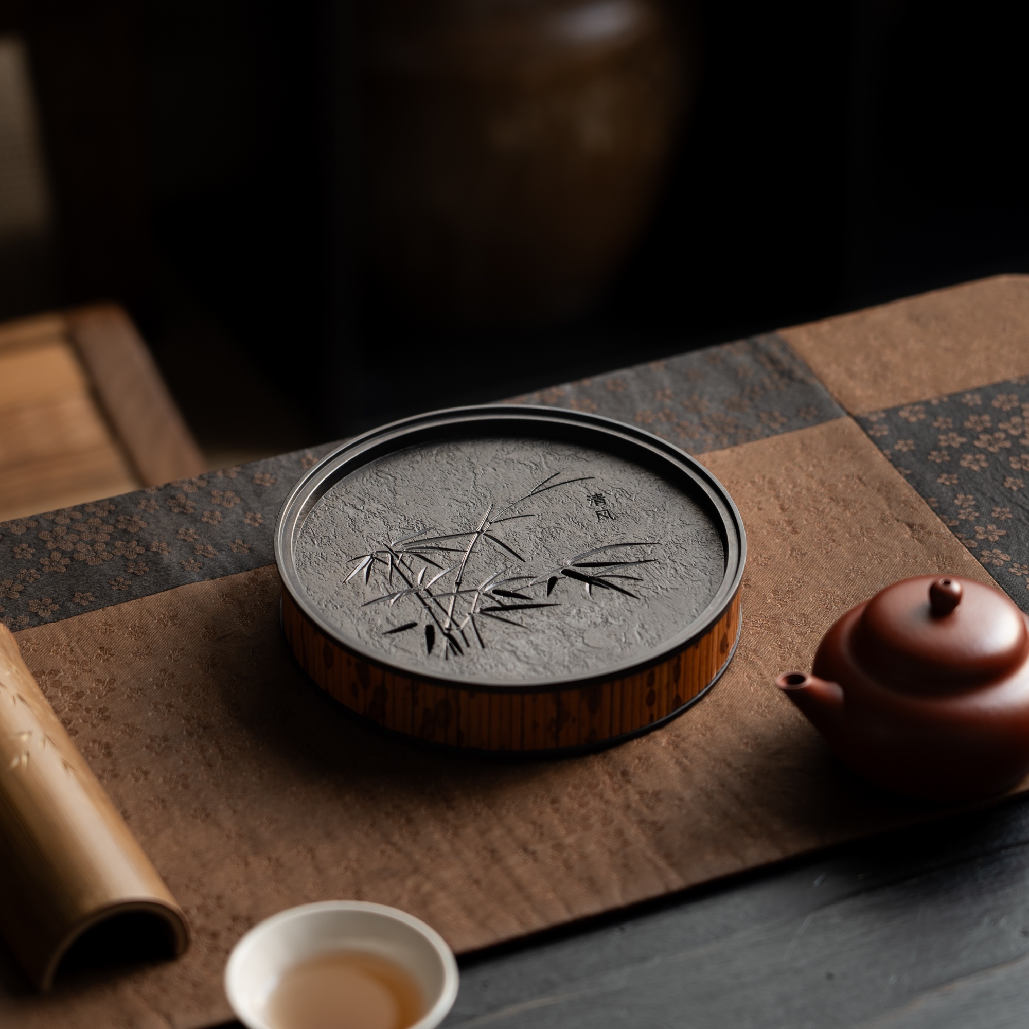 归鸿铜壶承可蓄水小号储水式梅妃竹茶盘精致干泡台家用喝茶养壶垫