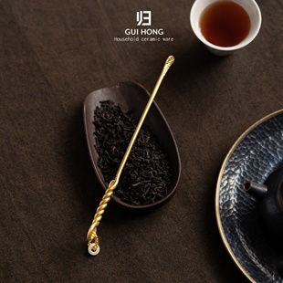 归鸿紫铜分茶器家用小茶拨茶拨中式复古茶扒茶匙手工锤纹点茶勺
