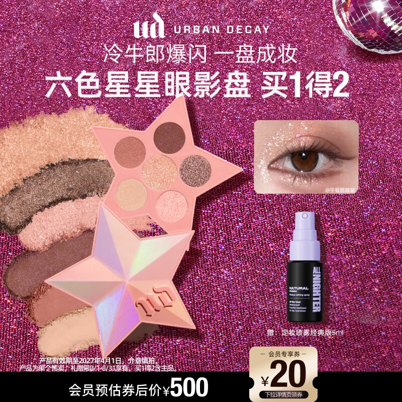 urbandecay衰败城市ud眼影盘星星盘大地色哑光闪亮片冷牛郎礼物 - 实物图