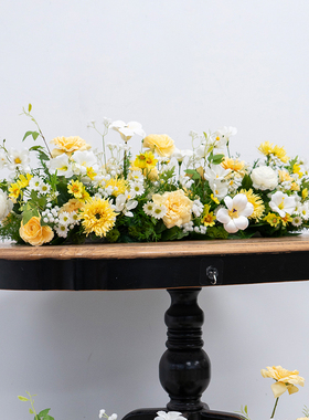 黄色桌花仿真花生日派对桌面装饰假花餐桌花网红餐厅布置拍照道具