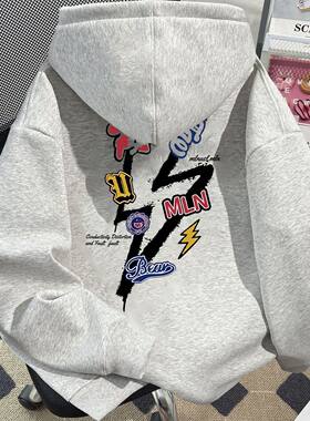学生2026秋冬季新款高街潮流百搭加绒加厚休闲套头连帽卫衣男女装