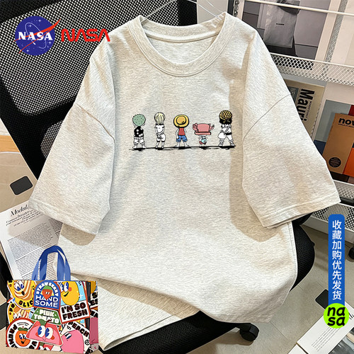 NASA夏季卡通海贼王印花短袖女情侣T恤宽松男套头显瘦小众上衣