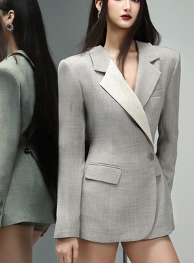 Jadeite T.H越南品牌Symmetry系列交叉褶皱绉布西装外套定制