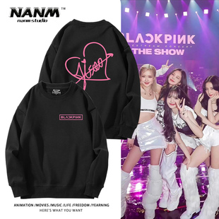 blackpink DEADLINE演唱会周边圆领卫衣男女同款秋冬加绒长袖衣服