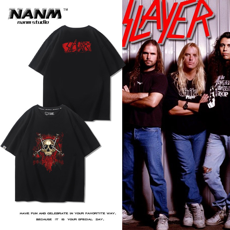 Slayer杀手乐队周边短袖T恤男女夏季vintage美式复古宽松纯棉半袖