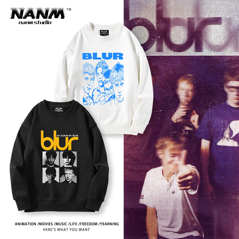 blur模糊污点乐队周边圆领卫衣
