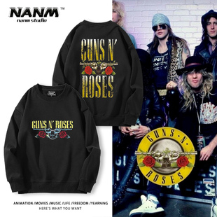 枪炮与玫瑰gunsnroses枪花硬摇滚乐队圆领卫衣男秋冬加绒百搭衣服