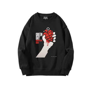 GREEN DAY绿日人像乐队圆领卫衣男美式复古休闲宽松加绒长袖外套