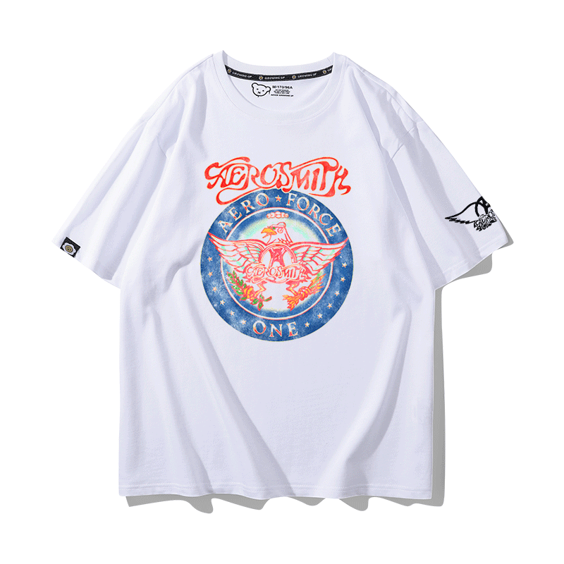 Aerosmith空中铁匠硬核摇滚乐队短袖男女夏季vintage古着质感半袖