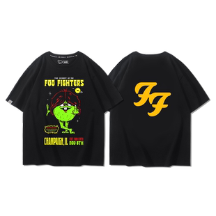 FOO FIGHTERS喷火战斗机乐队短袖男夏季美式朋克高街摇滚纯棉T恤