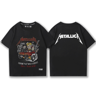 Metallica乐队t恤短袖男女款复古FOG高街金属摇滚宽松vintage半袖