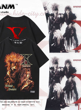 X JAPAN 日本 HIDE YOSHIKI 乐队短袖T恤男摇滚金属周边纯棉半袖