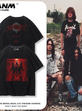 Suffocation窒息炼狱乐队短袖男夏季死亡金属摇滚休闲宽松纯棉T恤