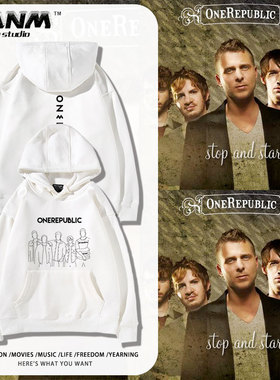 共和时代 OneRepublic一体共和乐队男女秋冬连帽卫衣印花加绒上衣
