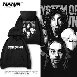System of a Down下降体制周边连帽卫衣男秋冬美式重金属加绒衣服
