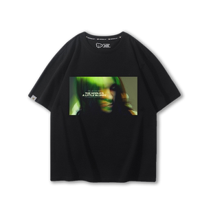 欧美碧梨Billie Eilish短袖T恤男女夏季高街复古街头潮流半截袖