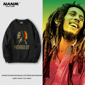 Bob Marley雷鬼圆领卫衣男女生秋冬美式 复古小众街头滑板宽松外套