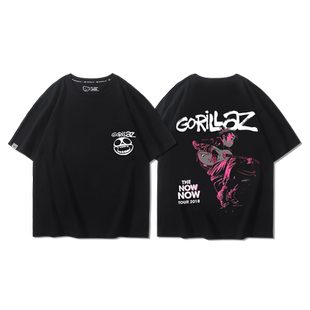 街头霸王Gorillaz乐队短袖T恤男女情侣美式卡通高街风摇滚ins半袖