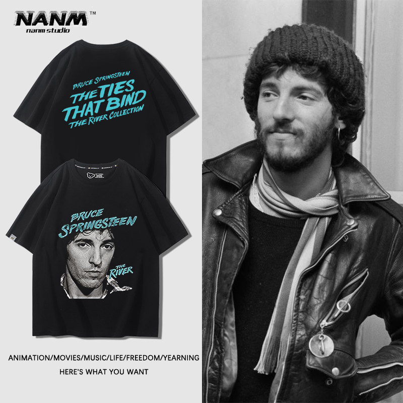 bruce springsteen布鲁斯·斯普林斯汀人像短袖男夏季美式摇滚t恤