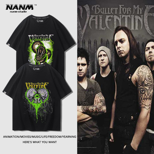 Bullet For My Valentine金属核乐队短袖男夏季美式做旧宽松半袖
