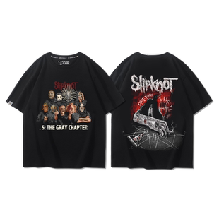 Slipknot活结乐队短袖T恤男夏季暗黑金属小众摇滚潮流纯棉半截袖