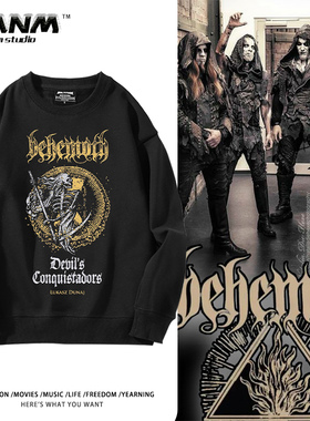 BEHEMOTH撒旦主义黑金属乐队周边圆领男女青少年秋冬加绒百搭上衣