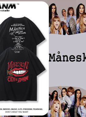 意大利Maneskin超火流行摇滚乐队短袖男夏季另类摇滚高街纯棉半袖