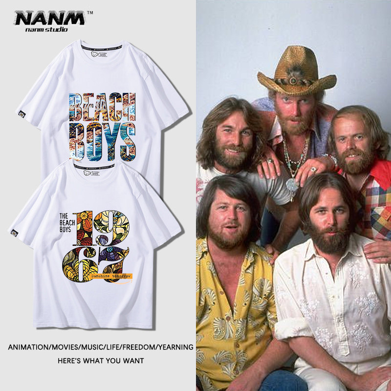 the beach boys海滩男孩乐队短袖男女夏美式迷幻摇滚高街纯棉t恤