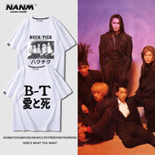 日本BUCK 复古舒适纯棉oversize半袖 TICK花火师乐队短袖 男女夏季