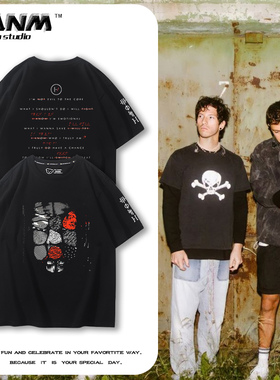 二十一名飞行员twenty one pilots独立流行组合短袖男夏季纯棉T恤