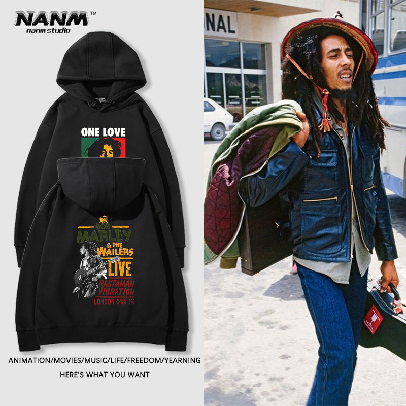 bobmarley鲍勃玛丽雷鬼连帽卫衣男女欧美高街摇滚休闲百搭外套潮