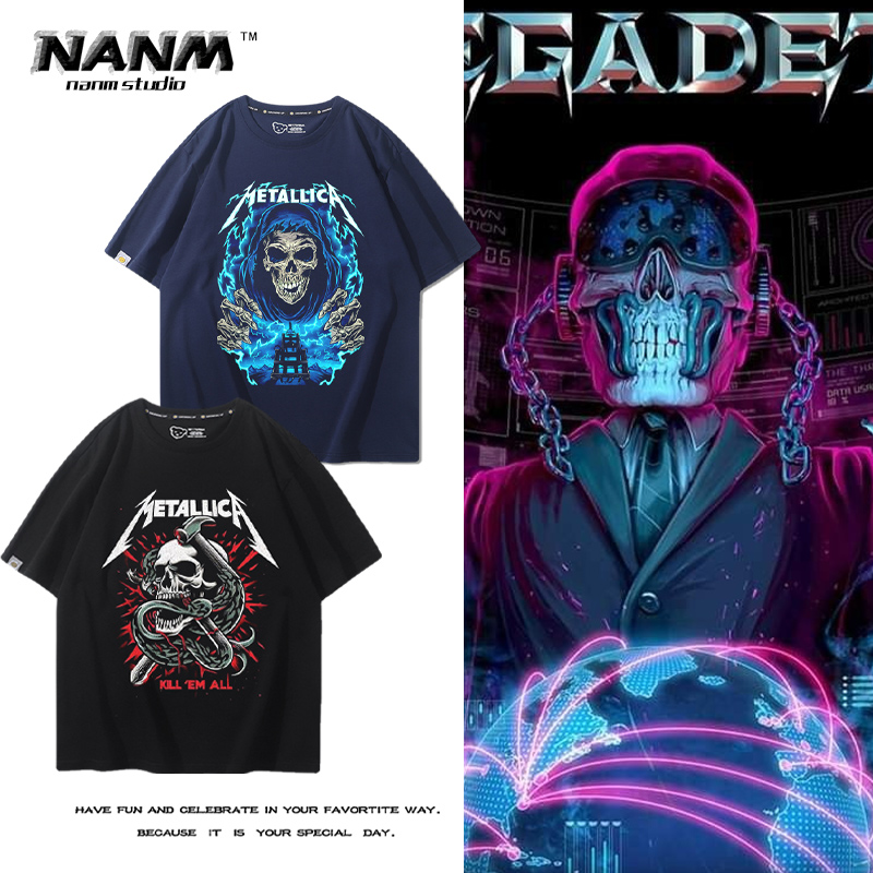 乐队短袖男生欧美重金属摇滚宽