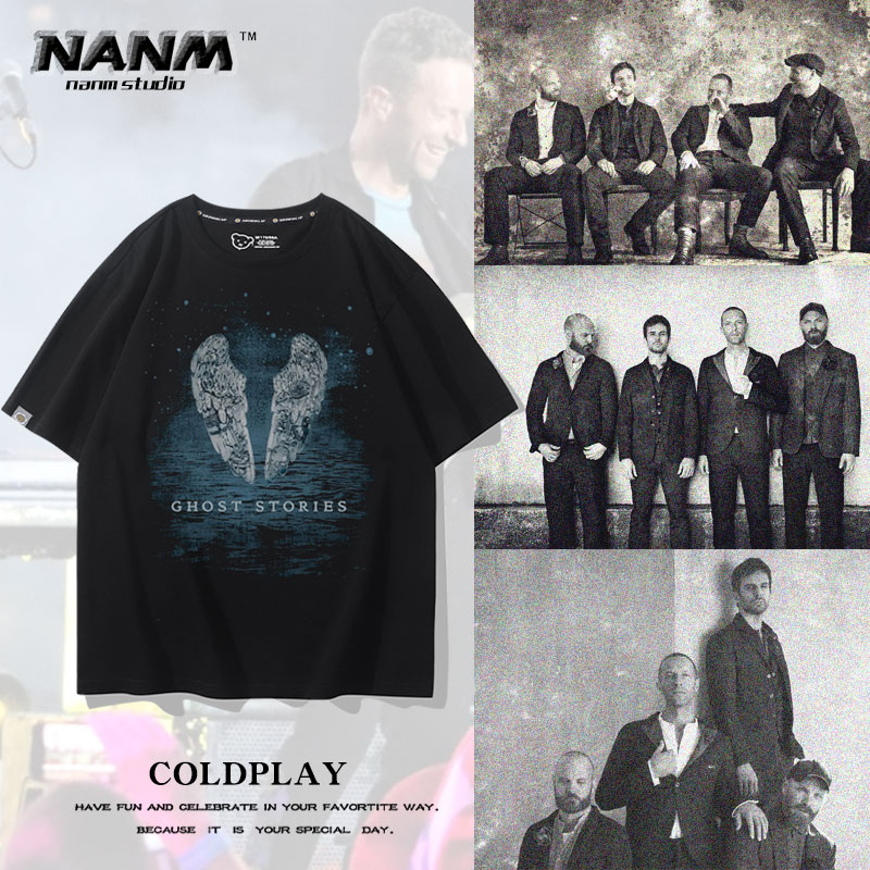 coldplay 酷玩乐队短袖T恤男女同款夏季纯棉极简潮流宽松摇滚半袖图片