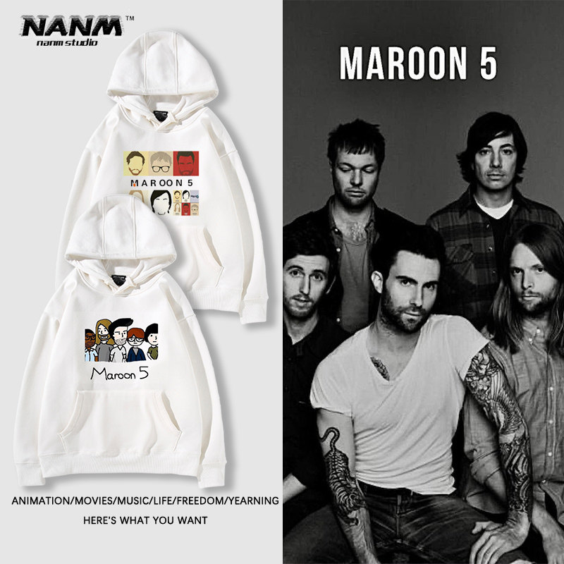 maroon5魔力红乐队连帽卫衣男女秋冬美式摇滚oversize加绒上衣服