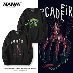 Arcade Fire拱廊之火乐队周边圆领卫衣男女同款秋冬加绒百搭上衣