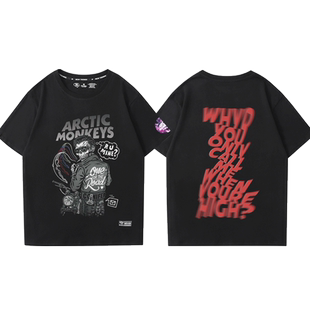 Arctic Monkeys北极猴子摇滚乐队t恤男女情侣装摇滚街头宽松短袖